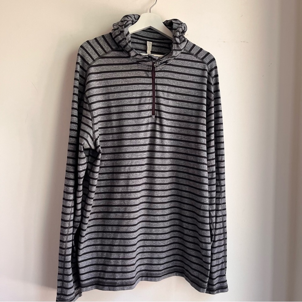 Lululemon Men's Surge Stripe 1/4 Zip Hooded Longsleeve